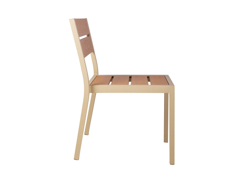 Lot de 2 chaises en aluminium et bois creme - Conforama D