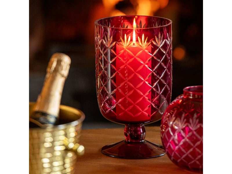  Photophore sur pied en verre vera 26cm rose  - Conforama C