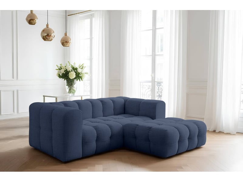  Canapé d'angle droit miloe mini 3 places en tissu - bleu foncé MILOE - Conforama B