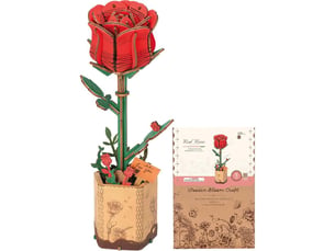 Fleurs artificielles deco, puzzle 3d bois, maquette en bois a construire, construction adulte, cadeaux anniversaire femmes pour la saint-valentin & décoration d'intérieur, tw041