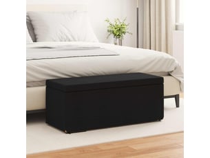 Tabouret bas, ottoman noir 101x41x40 cm tissu et bois stratifié