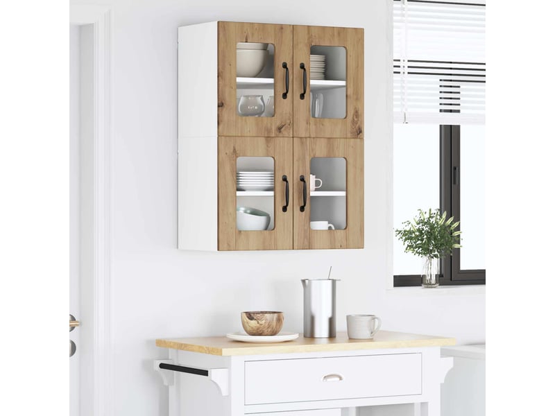  Meuble mural de cuisine, cabinet en verre mural 2 pcs chêne artisanal shl2731  - Conforama D
