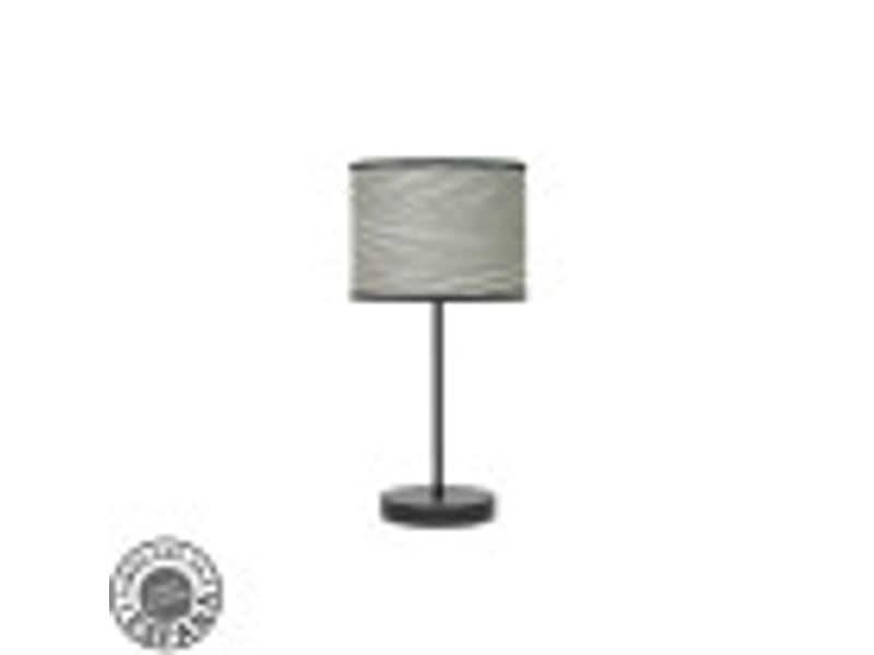  Fabrilamp moda lampe à poser noir gris, abat-jour textile motif rainures grises, 1 x e14, 42 cm 212470049 - Conforama B