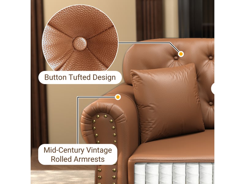 Fauteuil individuel chesterfield duboisdesign simili cuir marron 105×76×86 cm - Conforama C