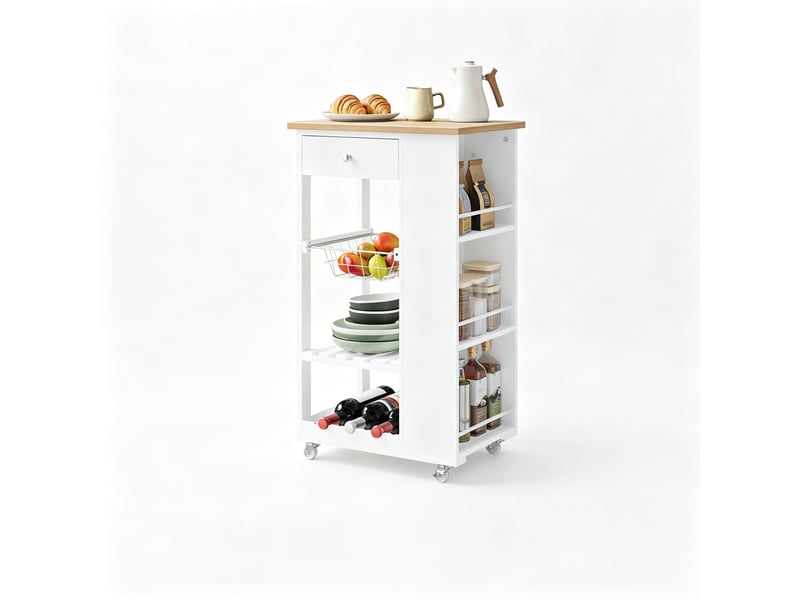 Chariot de cuisine mobile, desserte roulante moderne, étagère de rangement à roulettes, pratique - Conforama A