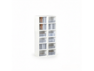 Lot de 2 colonnes de rangement cddvd 21x19,2x88,3 cm mdf blanc