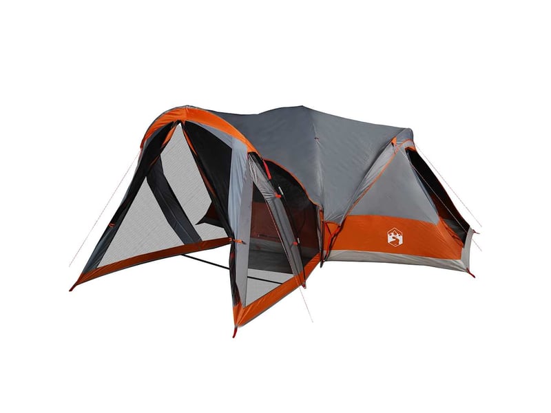  Tente de camping, tente familiale tipi 8 personnes gris et orange imperméable shl87116  - Conforama E