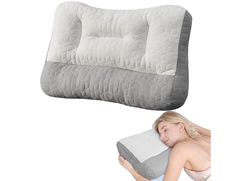  Oreiller de soutien cervical, oreiller de traction à retour lent avec insert en latex, 60 x 40 x 10 cm  - Conforama A