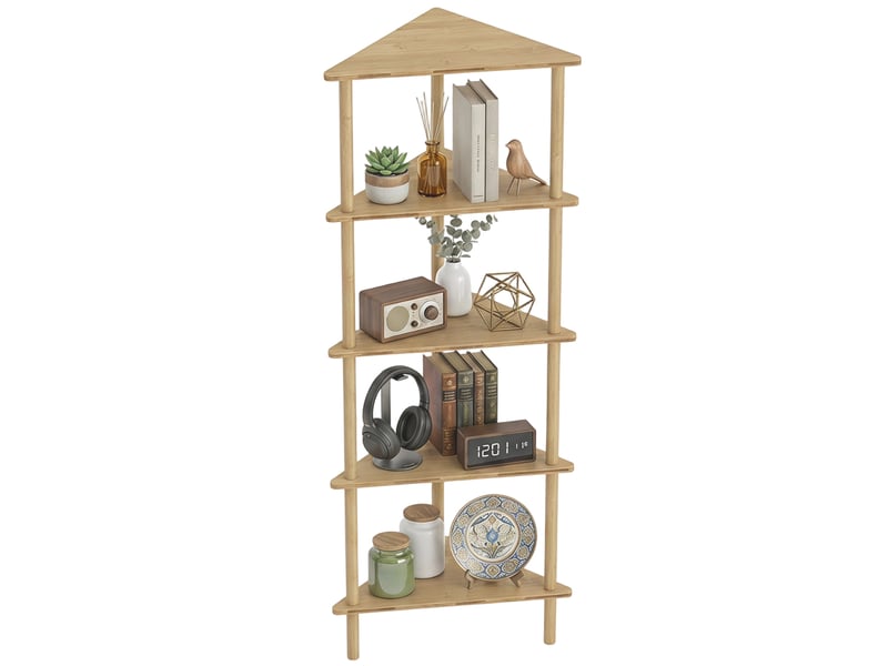  Étagère d'angle en bambou à 5 niveaux, 41,5 x 21,5 x 114 cm, bois  - Conforama B