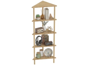 Étagère d'angle en bambou à 5 niveaux, 41,5 x 21,5 x 114 cm, bois
