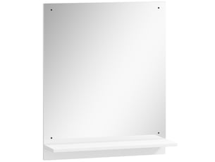 Miroir de salle de bain avec étagère, miroir mural blanc 50x60 cm. Cadre moderne en acrylique pour agrandir visuellement votre espace.