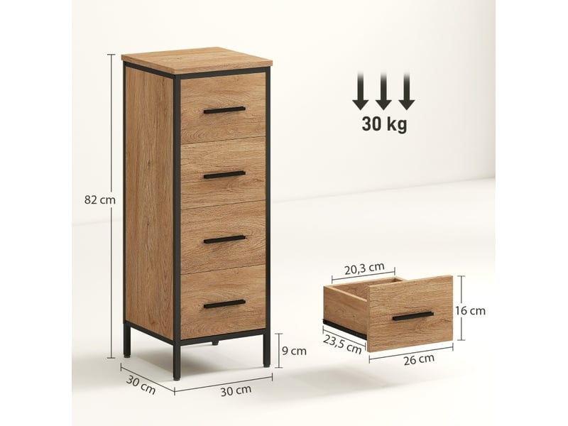  Meuble de salle de bains compact 4 tiroirs style industriel homvra  - Conforama E
