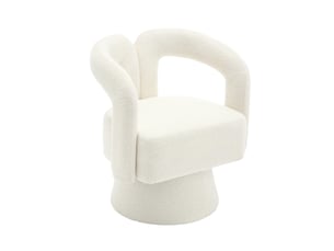 Fauteuil 67x55x74 cm, tournant à 360°, accoudoirs arrondis épais, coussin confortable, tissu en boucle, couleur beige