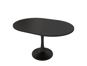 Table à manger extensible 100x140x75 cm ovale mdf métal noir