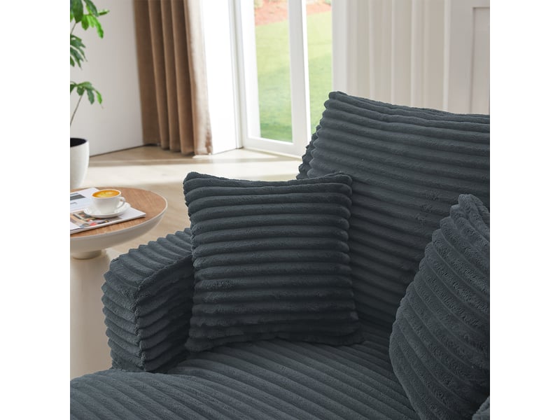  Canapé chaise longue convertible 1 place gris en velours côtelé, assise ressorts, sans montage Fay Lum - Conforama E