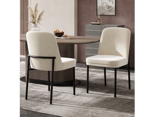 Lot de 2 chaises de salle à manger 62,99x59,94x55,37 cm dossier haut en velours beige et métal noir
