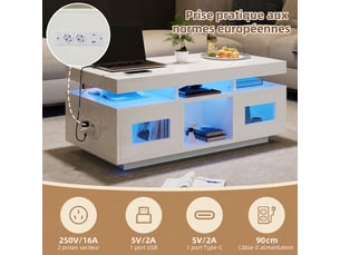 Table basse rectangulaire coloris blanc <strong></strong> <strong></strong> - 50 cmx100 cm
