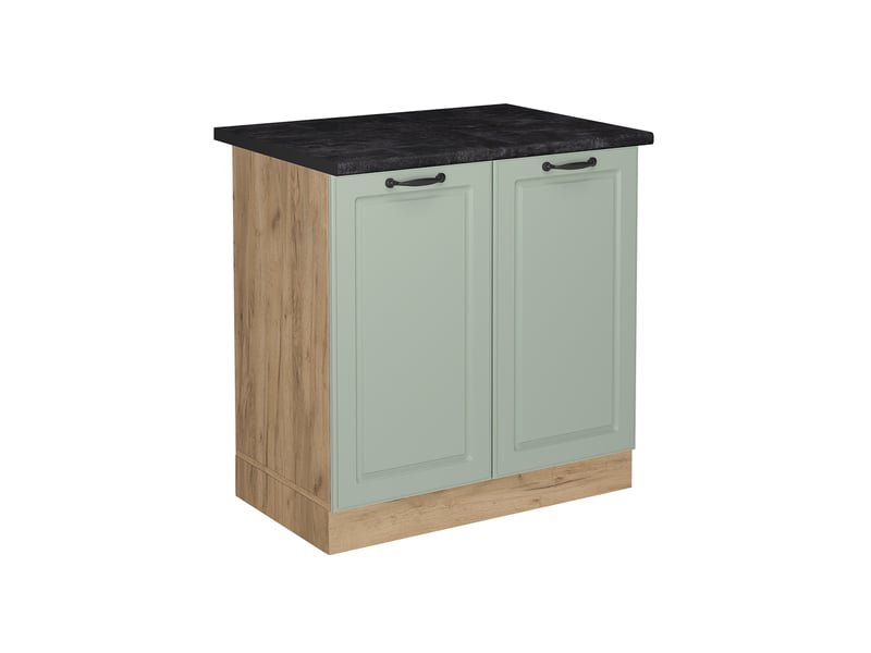  Vicco meuble bas sous-évier, mint campagnechêne doré, 80cm plan de travail anthracite  - Conforama A