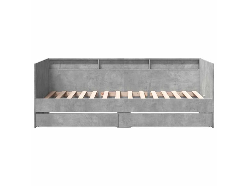 Lit simple- lit adulte - lit de jour avec tiroirs sans matelas gris béton 100x200 cm - Conforama C
