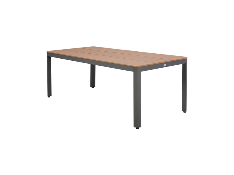  Table en aluminium 200 x 90 cm coloris anthracite revetement bois composite  - Conforama B