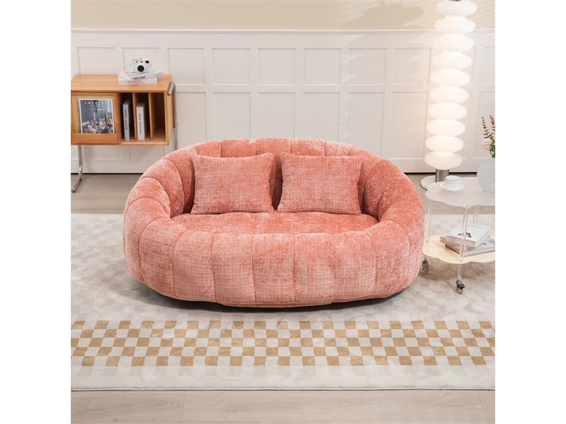 Pouf géant fauteuil poire chenille rose confortable intérieur extérieur adulte enfant - Conforama B