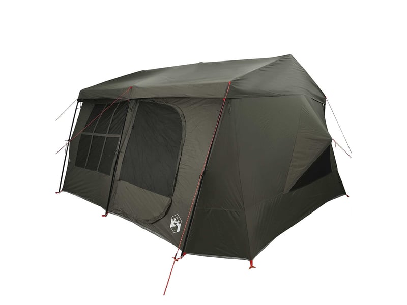  Tente de camping, tente familiale avec auvent imperméable 9 personne vert armée  - Conforama C