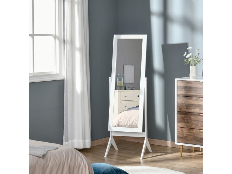  Miroir en pied grand miroir de sol réglable inclinaison pour dressing chambre dim. 47l x 46l x 148h cm en blanc  - Conforama A