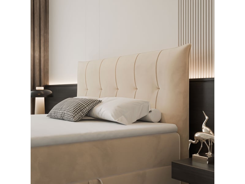  Lit coffre chester - 160x200 cm - avec matelas et surmatelas - velours dense - beige clair CHESTER - Conforama D