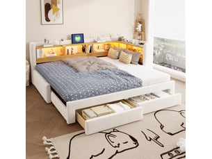Lit gigogne 90x200 cm <strong>REDOM</strong>  <strong></strong> coloris beige