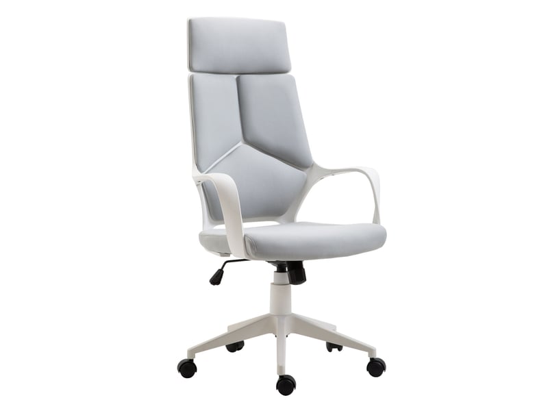  Fauteuil de bureau à bascule, fauteuil présidentiel en tissu, réglable en hauteur et pivotant, 63 x 63 x 117-127 cm, gris  - Conforama A