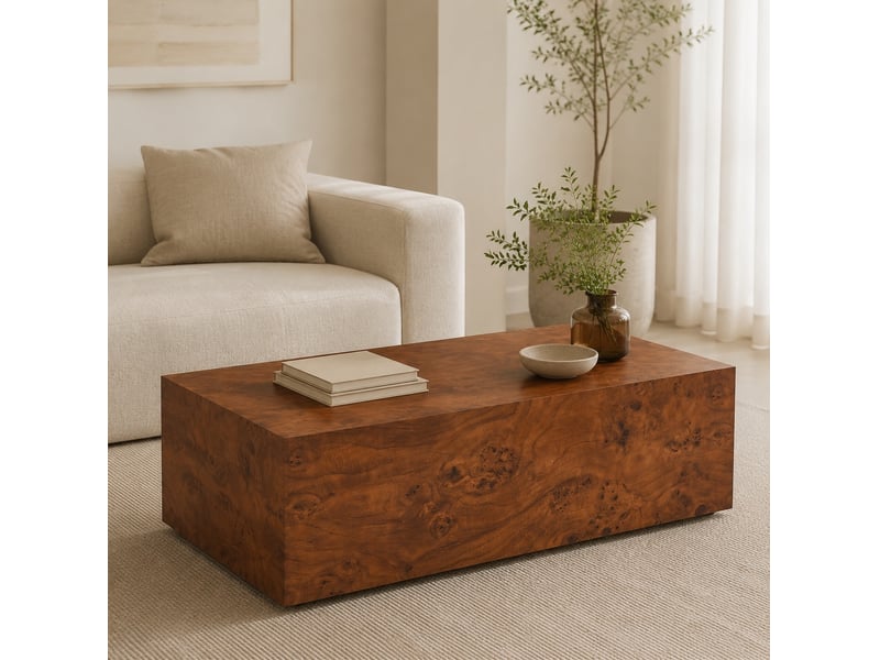  Table basse rectangulaire minimaliste 90 x 50 x 30 cm en mdf, coloris noyer  - Conforama D