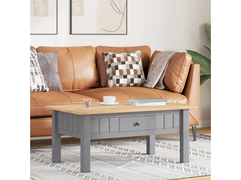  Table basse - table de salon - table à thé gris 100x60x43,5 cm pin massif assortiment panama  - Conforama B