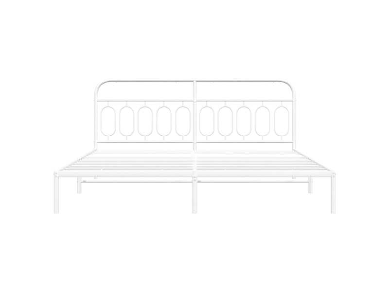  Lit double- lit adulte -  cadre de lit métal sans matelas et tête de lit blanc 200x200 cm  - Conforama C