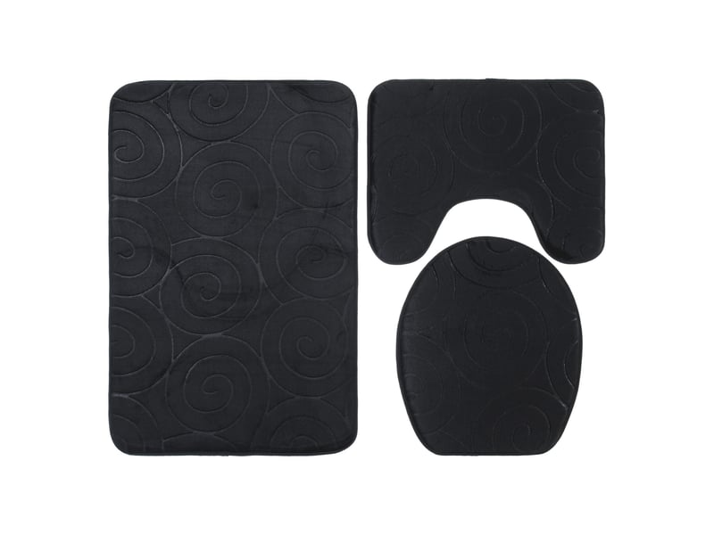  Lot de 3 tapis de bain absorbants - noir  - Conforama A