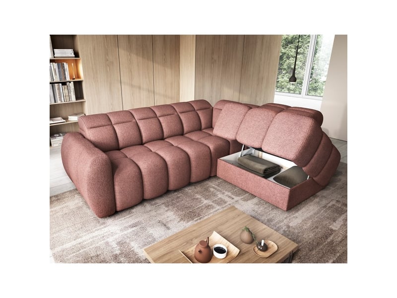  Canapé d'angle électrique ronda 4 places rouge clair – angle droit  - Conforama C