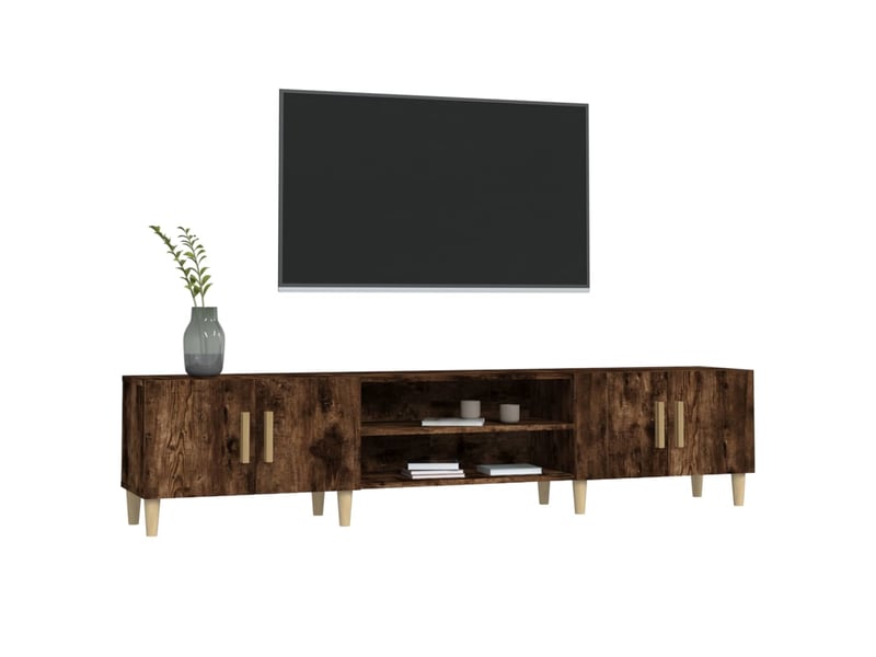  Meuble tv - banc tv - meuble de rangement chêne fumé 180x31,5x40 cm bois d'ingénierie  - Conforama D