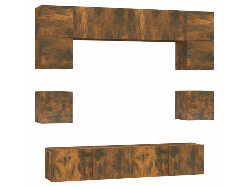  Ensemble de meubles tv - banc tv - meuble de rangement 8 pcs chêne fumé bois d'ingénierie  - Conforama A