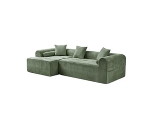 Canapé d'angle compressé panoramique fixe <strong>MODENVIE</strong> <strong></strong> 4 places Tissu Vert