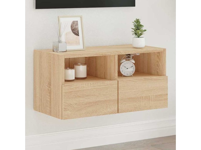  Meuble tv - banc tv - meuble de rangement mural chêne sonoma 60x30x30 cm bois d'ingénierie  - Conforama B