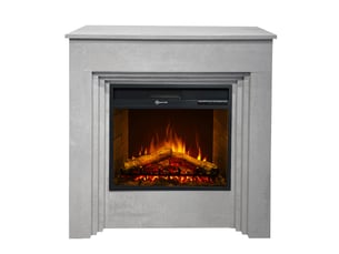 Bellini - cheminée électrique sur pied à effet flamme 96x96x35 cm en bois avec effet béton