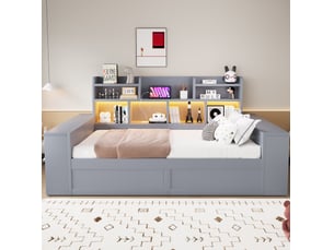 Lit coffre 90x200 cm <strong>OKWISH</strong> <strong></strong> coloris gris