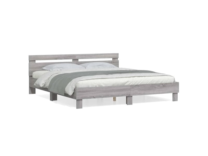 Lit double- lit adulte -  cadre de lit sans matelas sonoma gris 200x200 cm  - Conforama A