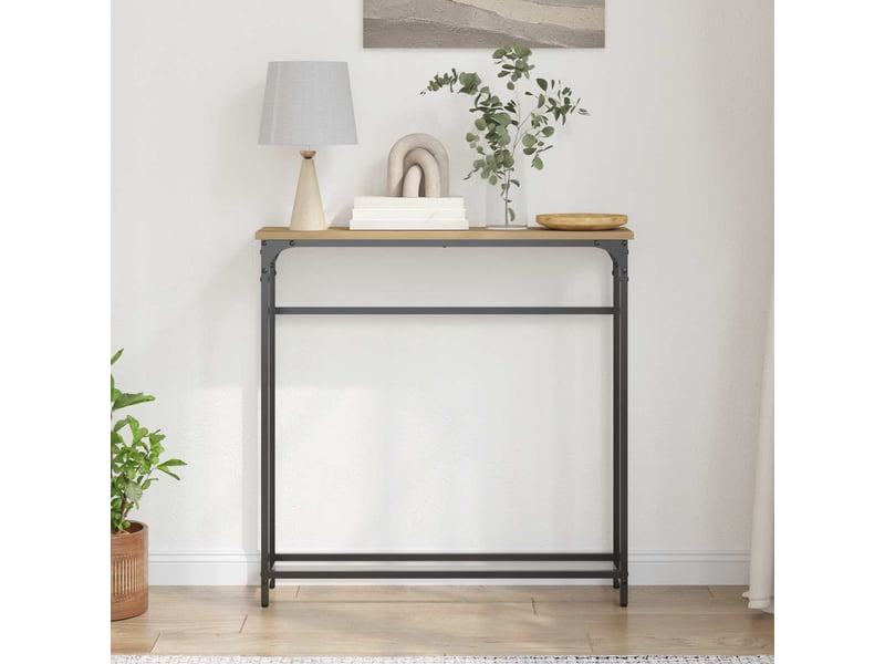  Table console - table d'appoint - table d' entrée chêne artisanal 75 x 19,5 x 75 cm  - Conforama D