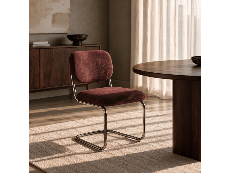  Lot de 2 chaises en velours texturé bordeaux blake SC63VTBX - Conforama B