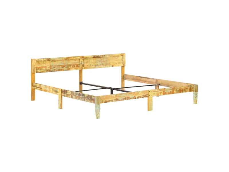  Lit double- lit adulte -  cadre de lit sans matelas bois de récupération massif 200x200cm  - Conforama A