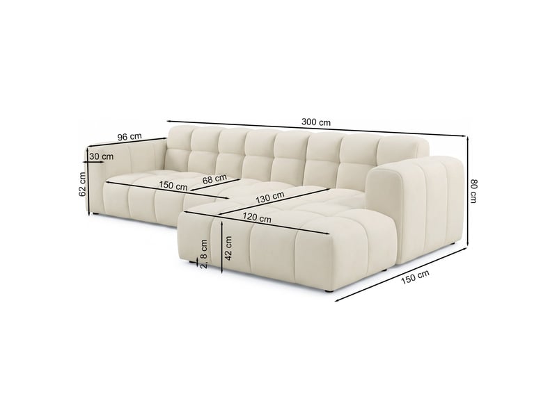 Selsey boloon - canapé d'angle - 300 cm - velours marron Boloon - Conforama D