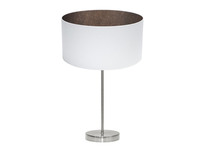  Fabrilamp tatiana grande lampe à poser nickelé blanc rouille, abat-jour textile finition bois, 1 x e27, 63 cm 189171117 - Conforama A