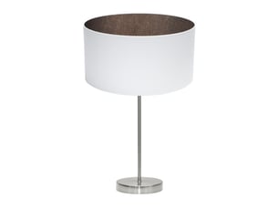 Fabrilamp tatiana grande lampe à poser nickelé blanc rouille, abat-jour textile finition bois, 1 x e27, 63 cm