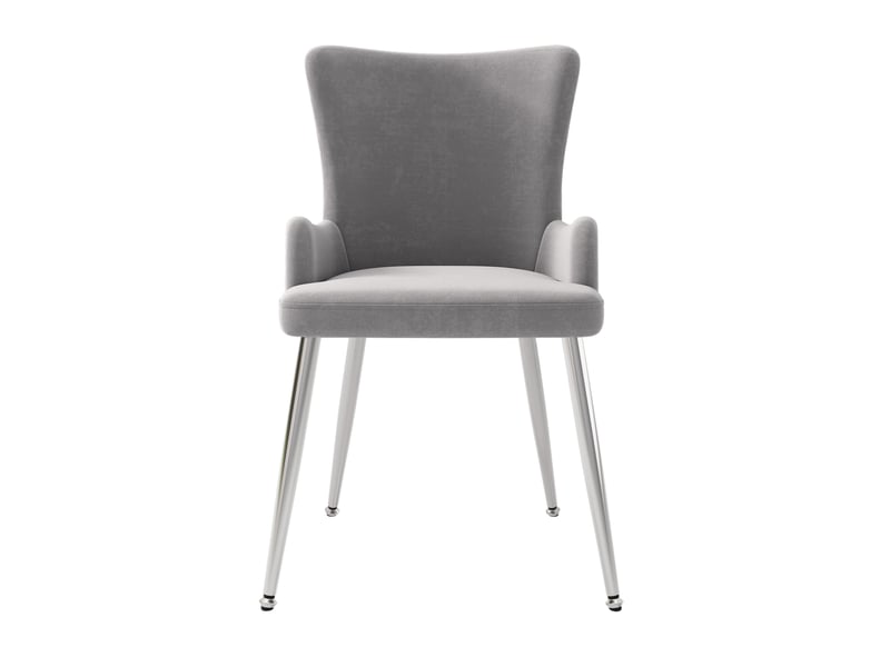 Lot de 6 chaises de salle à manger, luxueux fauteuil lounge pour salon, chambre, avec 4 pieds en métal argentés, gris - Conforama A