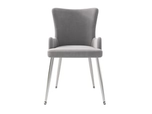 Lot de 6 chaises de salle à manger, luxueux fauteuil lounge pour salon, chambre, avec 4 pieds en métal argentés, gris